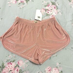 NWT Brandy Melville Pink Velvet Shorts